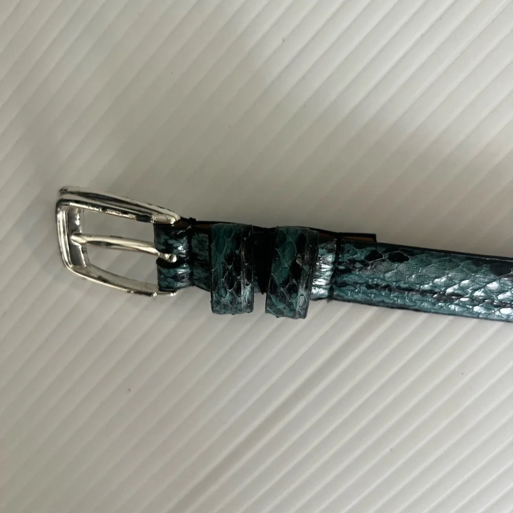 Amanda Smith Genuine Snake Skin Belt - Blue - Size S